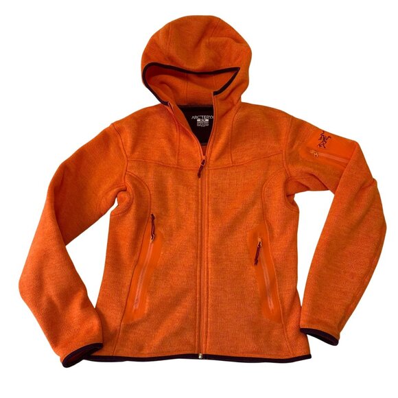 Arc'teryx Womens Covert Hoody Orange Full Zip Fleece Jacket Size M Polartec - Picture 1 of 14
